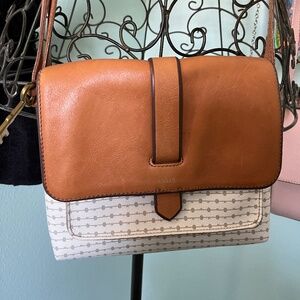 Fossil Kinley Crossbody purse in white and camel